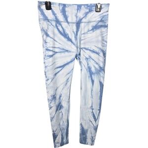 Mono B Tie Dye Leggings Blue White Swirl Athletic Pants Womens Size L